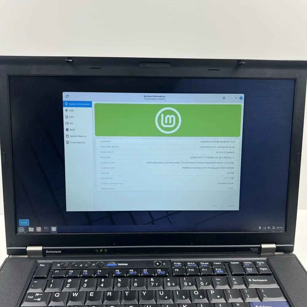 Lenovo ThinkPad T520 Intel i7-2640M 8GB 320GB HDD Linux Mint OS w/ Charger|ELP91